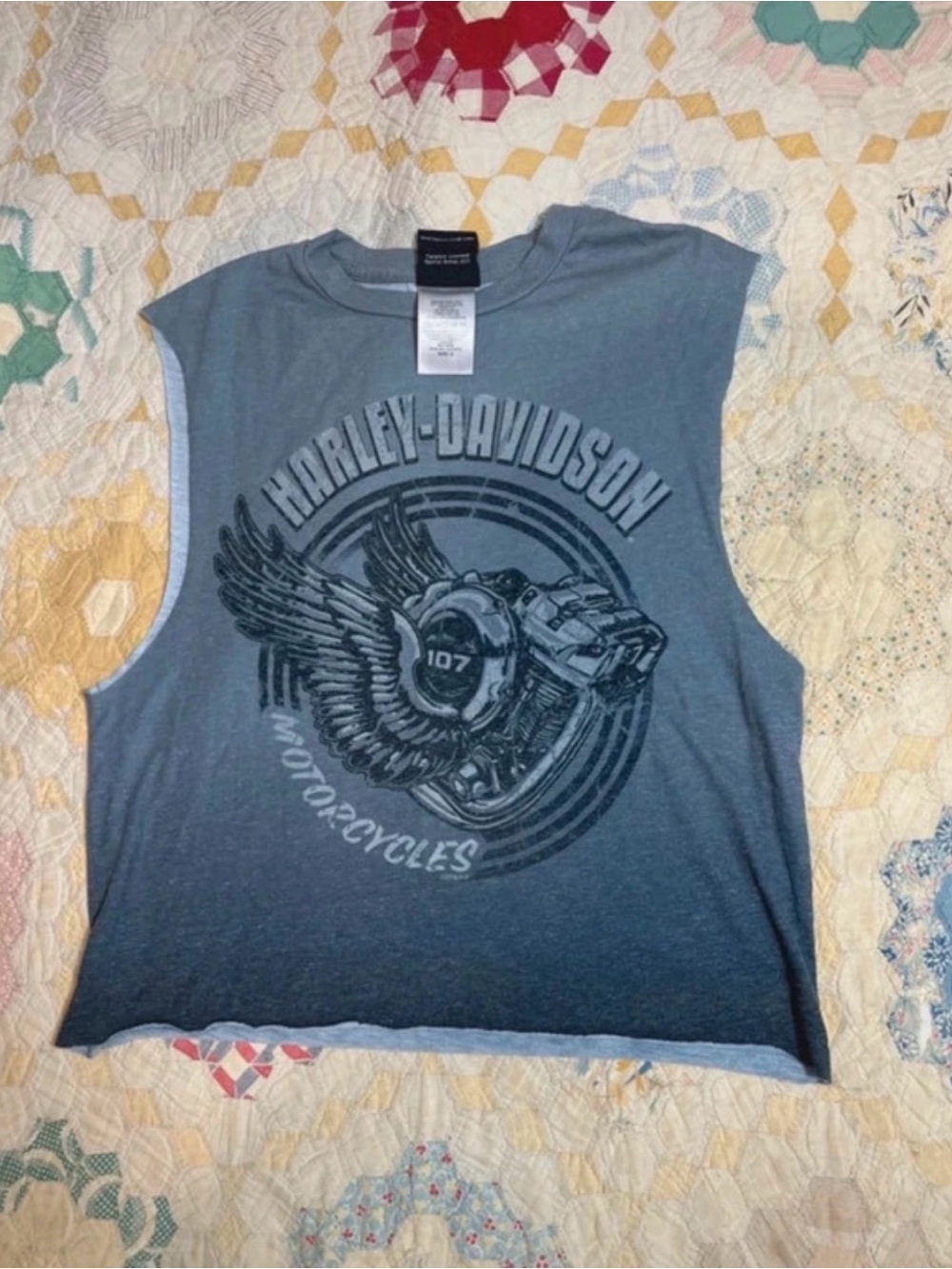 Harley Davidson Gray Graphic Muscle Tank Top